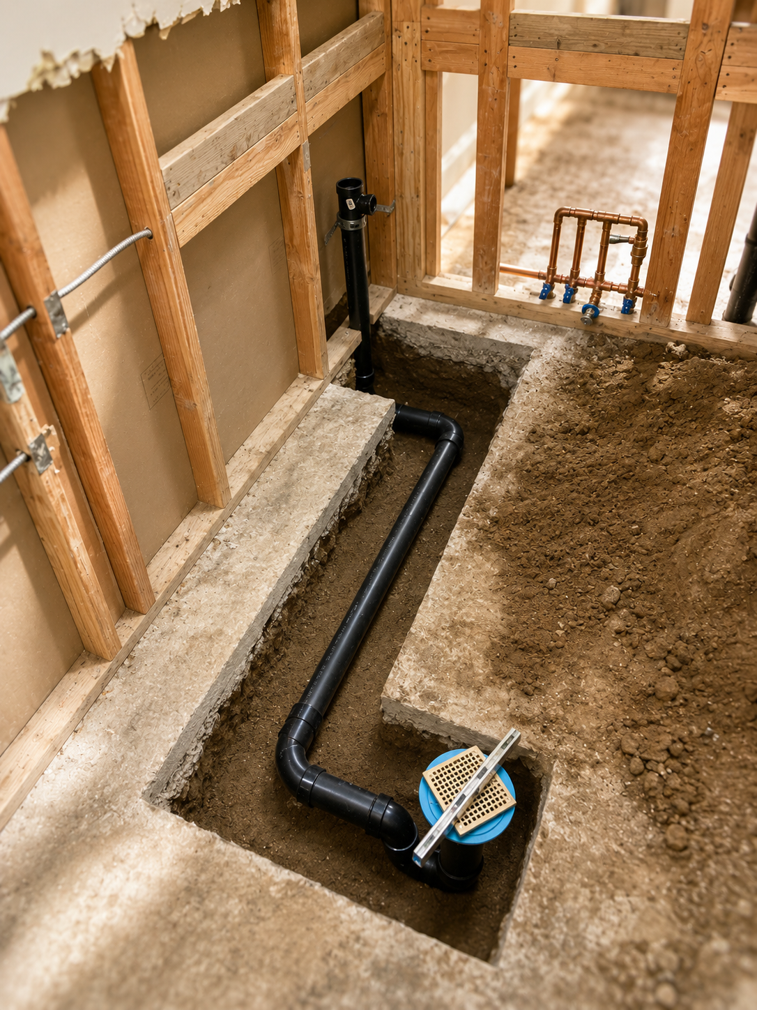 Actual Diamond Quality Plumbing underground drain installation